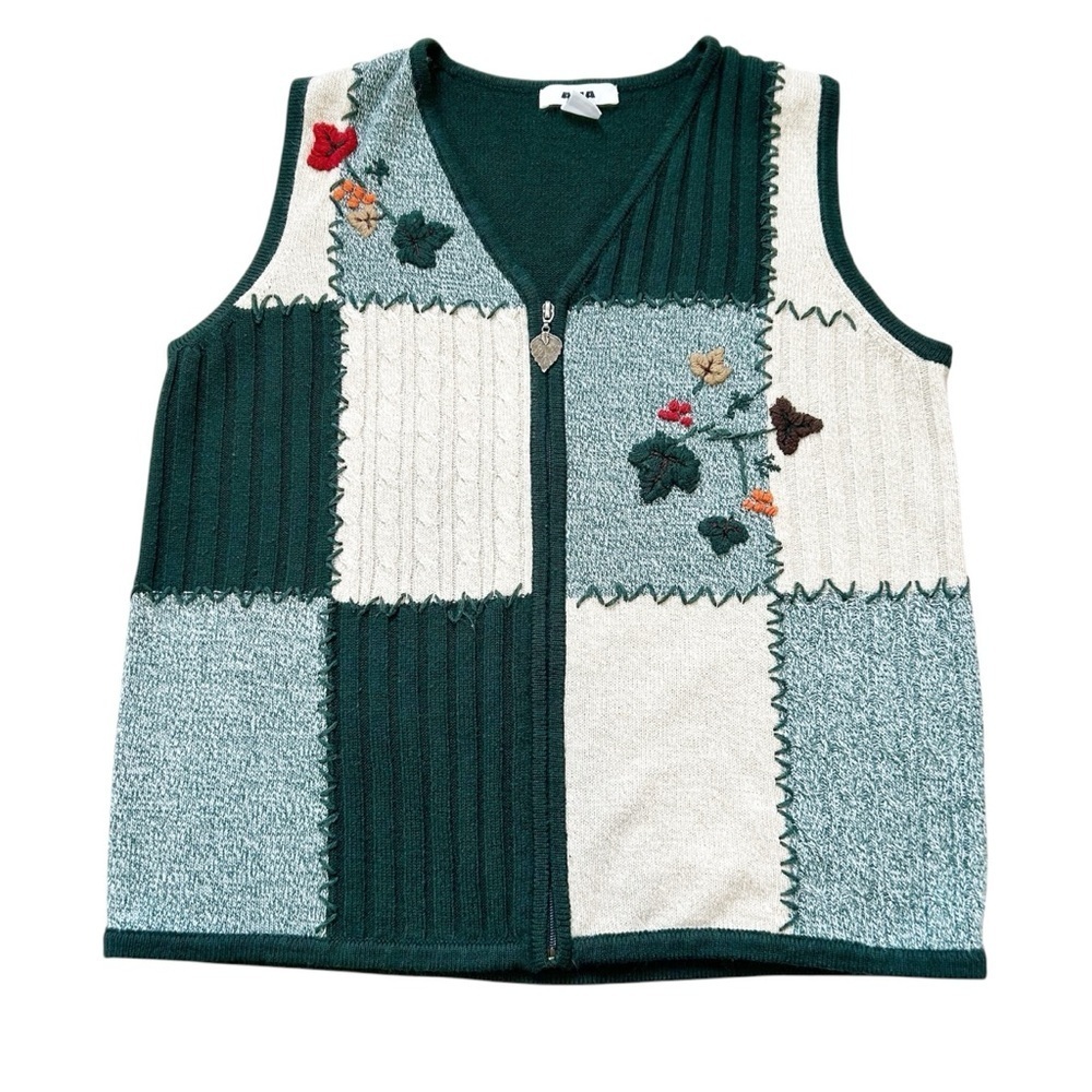 Vintage ALIA Fall Pattern Zipper Knit Vest Size Medium Bundle & Save